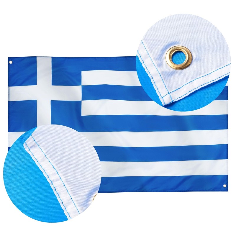 Runesol Greece Flag, 91x152cm, 3ft x 5ft, 4 Grommets, Eyelet