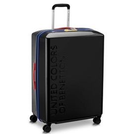 United Colors of Benetton United Hardside Luggage with Spinner Wheels, Black, Checked-Large 27 Inch