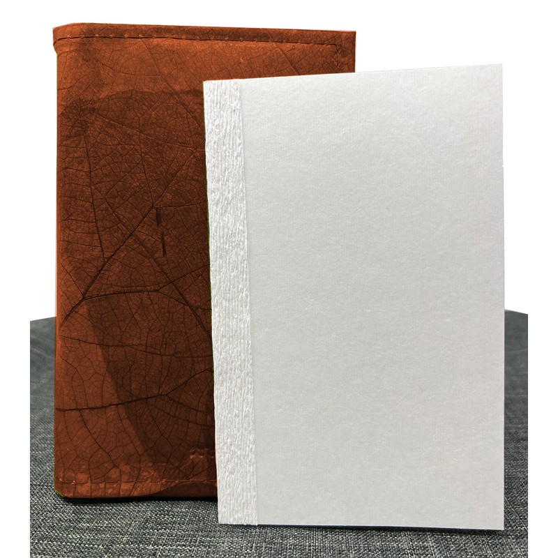 NELUHA Notebook A5 Blank Refillable Teak Leaves Vegan Sustainable Leather