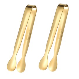 RUGVOMWM Stainless Steel Lace Side Sugar Clamp Tongs Ice Coffee Bar Buffet Kitchen Spoon - GOLD -2PACK