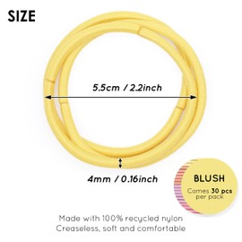 Qooocy No Damage Elastic Hair Ties, 4mm Thick Rubber Bands for Women & Kids, Perfect for Ponytails, Braids & All Hair Types, 30 PCS, Blush