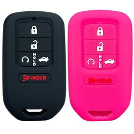 Coolbestda - Carcasa de silicona para llave de coche con mando a distancia, 5 botones inteligentes, Negro Rosa (Black Rose)