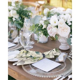 Lsrtoss Eucalyptus Leaves Cloth Napkins Set of 4 Reusable Dinner Napkins, Watercolor Weeping Teal Botanical Vintage Cocktail Napkin Washable Table Napkins for Wedding/Holiday Party/Baby Shower 20"x20"