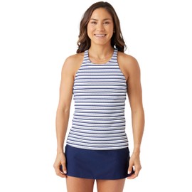 Nautica Women's Standard Tankini Swimsuit TOP ONLY– High Neck, Quick-Dry, UPF+, Beach, Pool, Resort Wear, Wave, X-Large