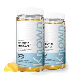 Known Known Tasty Essential Omega 3 Gummies - 120mg Omega 3 (DHA, EPA) - Supports Heart Health - Natural Lemon & Orange Flavour - 60 Gummies, 2 Months Supply