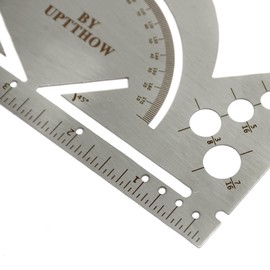 UPTTHOW Leather Tools French Curve Protractor Triangles Andcircle Gauge All-in-one Combine Tool Multifunctional Stainless Steel Ruler for Leathercraft Woodworking Sewing Painting DIY Craft Supplies