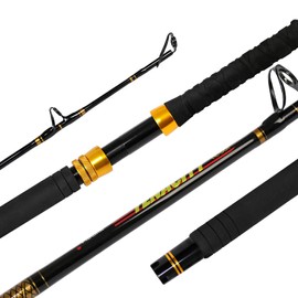 Fiblink Fishing Trolling Rod 1 Piece Saltwater Offshore Rod Big Name Heavy Duty Rod Conventional Boat Fishing Pole (6',50-80lbs)