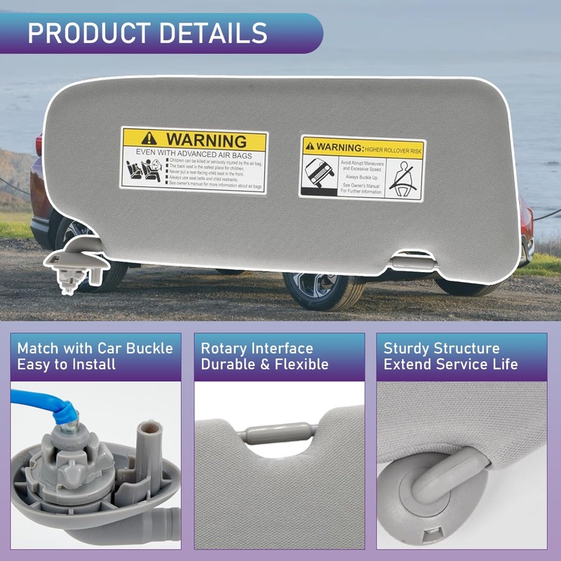 Sun Visor Left Driver Side LH with Mirror and Light,