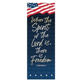 Trinity Church Supply Inspiring X-Stand Banner Inspirational Bible Verses and Symbols, Ideal for Churches, Chapels, and Spiritual Gatherings, Freedom, 23 Inch x 63 Inch