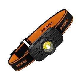 SuperFire Rechargeable Headlamp，Zoom Lightweight Head Lamp,LED Headlamp Rechargeable,Head Flashlight for Running Fishing Hiking Camping, Outdoor (1, Orange)