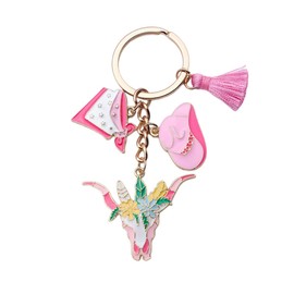MMIUAEG Western Cowboy Boots Keychain Cute Cowgirl Hat Shoes Keyring Keychain for Women Anti Lost Key Accessories Bag Charm with Tassel-B