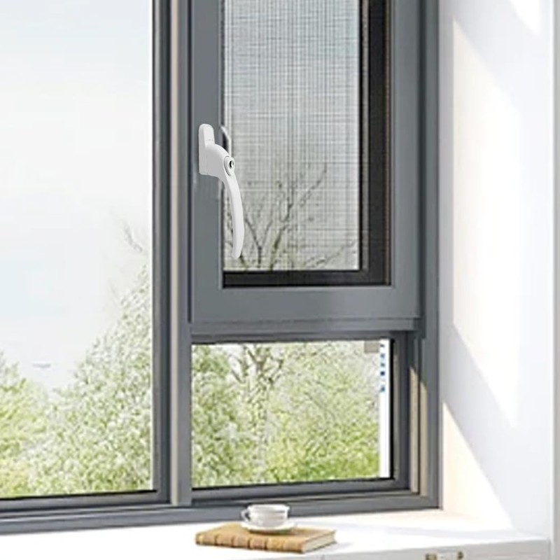 Munsesi Universal Inline Window Handle, Lockable, Ambidextrous, Multi-Spindle, White with