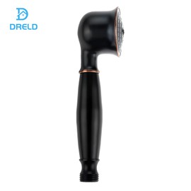 DRELD 1 Piece Retro Shower Head Brass Hand Shower Black, Vintage Bathroom Hand Shower, Wear-resistant Hand Shower with Phone Style, Removable Vintage Hand Shower (17 cm Long, 5 cm Head Diameter)