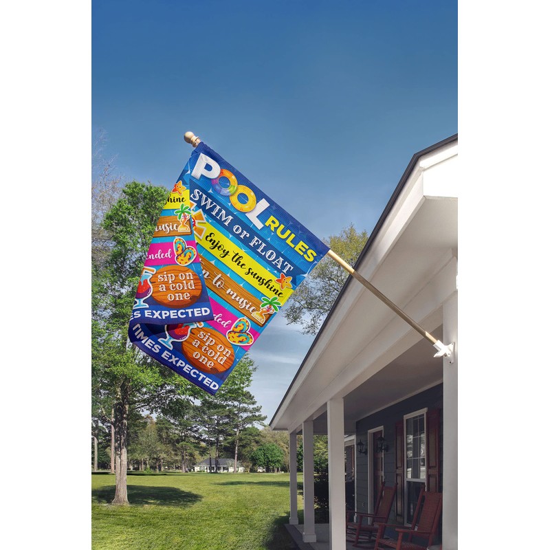 Pool Rules Signs and Decorations Outdoor, Summer Garden Flag Double