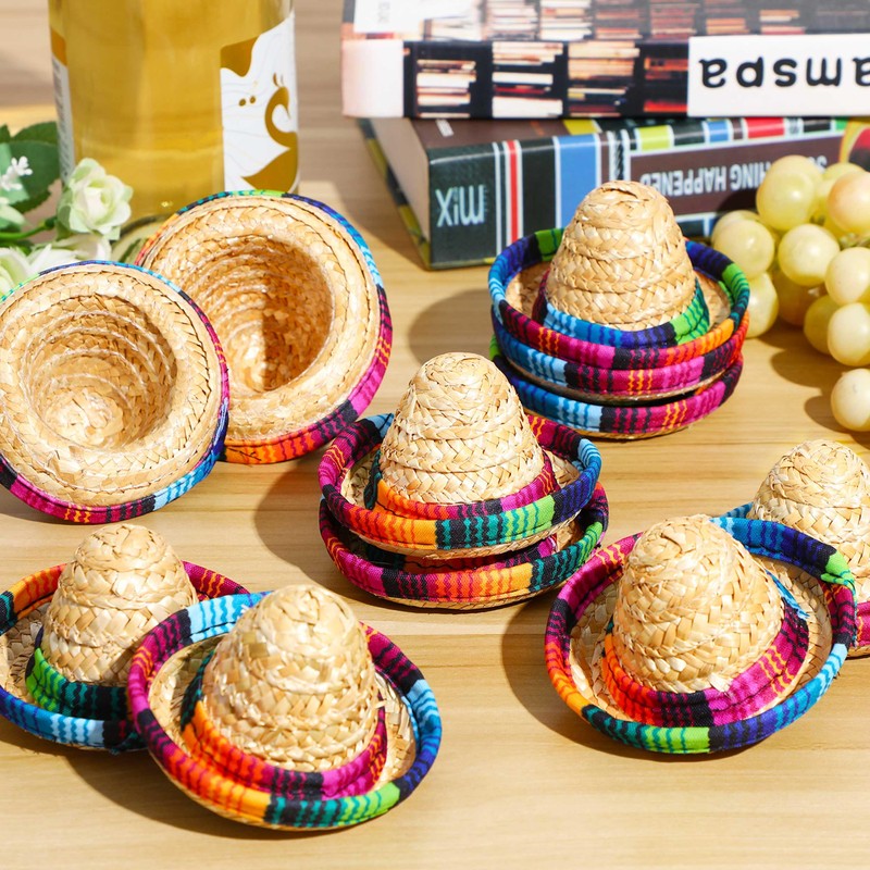 Moukeren 25 Pcs Mexican Decorations Includes 12 Mini Fiesta Sombrero