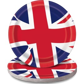 Unique 28795 Paper Plates-23 cm-Union Jack Party-Pack of 8, Multicolour
