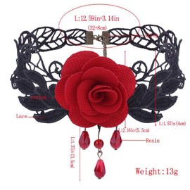 Flamenco Accessories,Women Rose Flower Hair Clip,Embroidered Sequins Fabric Handheld Folding Fan,Flower Choker and Earrings for Flamenco Dancer Costume Accessories Cosplay Party