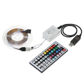 LEDs Strip Light Set USB RGB Flexible LED Rope Lighting with 44-Keys Remote Controller 20 Colors & 6 Light Modes Cuttable Self-adhesive LEDs Strips for Home Party Decoration Restaurant KTV Club DIY
