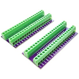 Screw Terminal Block Shield for Raspberry Pi, 2x20 GPIO Breakout Board, Compatible with Raspberry Pi 5 3B+ 3B 3A+ 2B 1B+ Zero Zero W Zero 2 W, 2 Pieces, Pre-Soldered, Easy Wiring