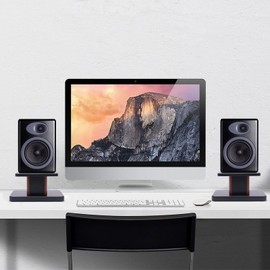 6Inch Bookshelf Speaker Stands Floor Speaker Stands,Heavy Duty Studio Monitor Stands Surround Sound for Home Theater Speakers with Sand Filling Tuning Function (6Inch Yellow Sandalwood)