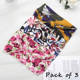 Aceorna Boho Bandeau Headbands Wide Knot Hair Band Stretch Turban Head Wraps Fashion Hair Accessories for Women 3 Pcs (Vintage)