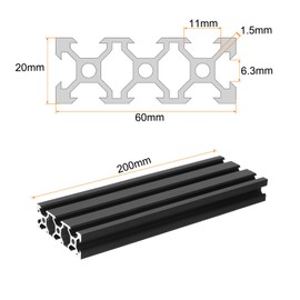 sourcing map V Slot 2060 Aluminum Extrusion Profile European Standard 200mm x 60mm Anodized Black Linear Rail Extrusion Frame for 3D Printer, CNC, DIY