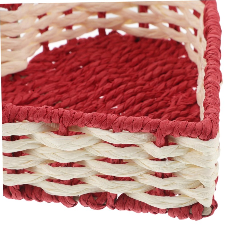 SHOWERORO Valentine's Day Heart Basket Handmade Woven Storage Basket Imitation