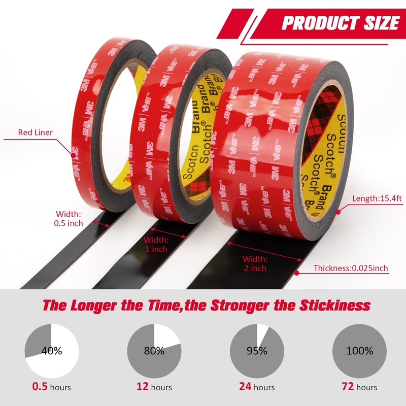 3M Double Sided Mounting Tape VHB 2" x 15.4 Ft