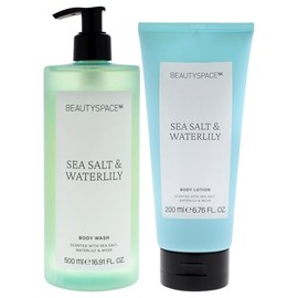 Beauty Space Body Duo - Sea Salt and Waterlily by SpaceNK for Unisex - 2 Pc 16.91oz Body Wash, 6.76oz Body Lotion