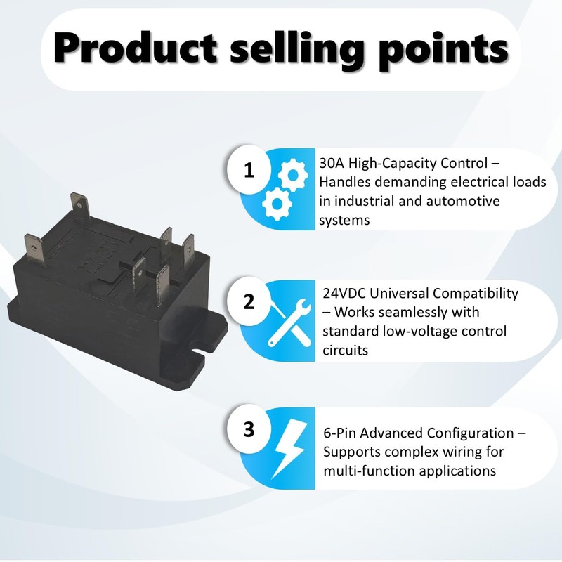 HF92F-024D Power Relay Set | 24VDC 30A High-Current | 6-Pin