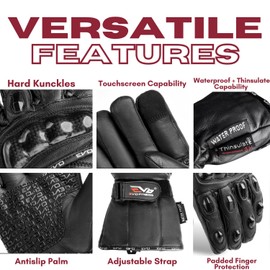 Evo New Leather Motorbike Motorcycle Bike Heavy Duty Waterproof Winter Thermal Carbon Shell Gloves "Winter Thermal Inner Gloves Included FREE" (X-Large)