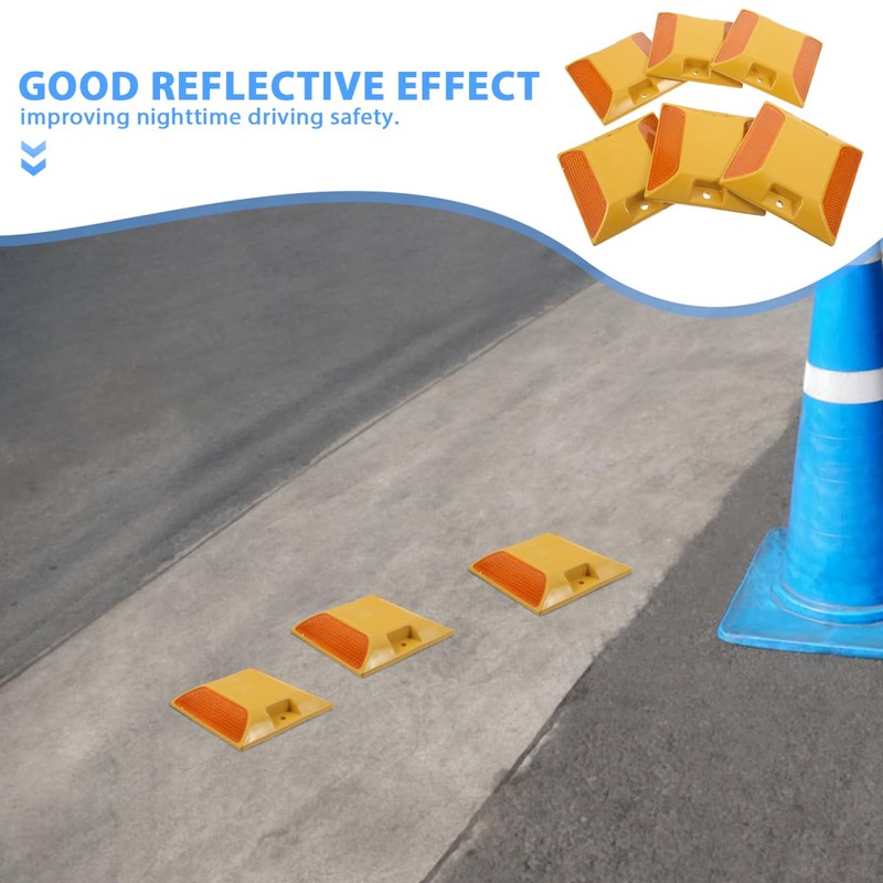 CLISPEED 6 Pieces Reflective Road Markings Driveway Plaster Reflector Optimal