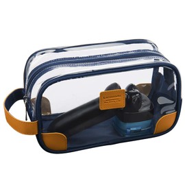 Toiletry Bag for Men, Lermende Clear Shaving Dopp Kit Mens Wash Bags Travel Toiletry Bag with Hand Strap Unisex Bathroom Gym Toiletries Organiser (Blue)