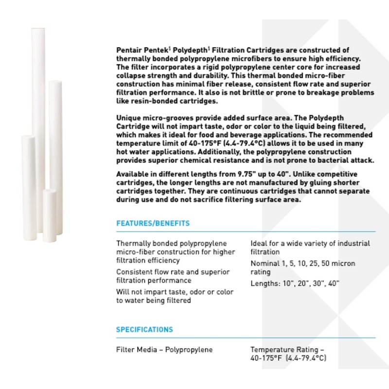 Pentair Pentek PD-25-20 Sediment Water Filter, 20-Inch, Whole House Polydepth
