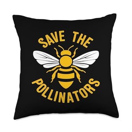 Bee Pollinator Garden Wildlife Flowers Bee Throw Pillow