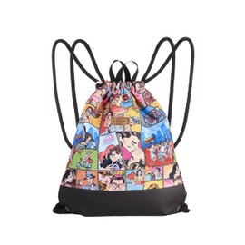 Bvani Drawstring Backpack for Women with Pocket and Extra Handles (Popart)