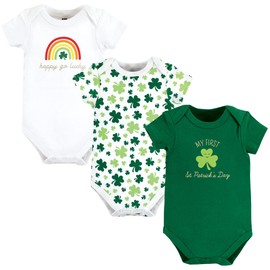 Hudson Baby Unisex Baby Cotton Bodysuits St Patricks Rainbow, 3-6 Months