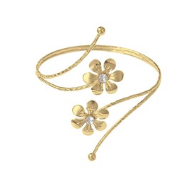 Auiremrti Butterfly Flower Upper Arm Bracelet, Minimalist Cuff Bangle, Spiral Bracelet, Adjustable Gold Bracelet, Boho Jewellery for Women, L
