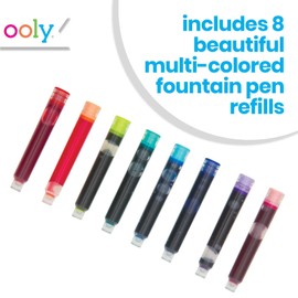 Ooly Color Write Colorful Fountain Pen Ink Refills, Set of 8, Multicolor Refills Compatible with Ooly Fountain Pens Only - Back to School Supplies