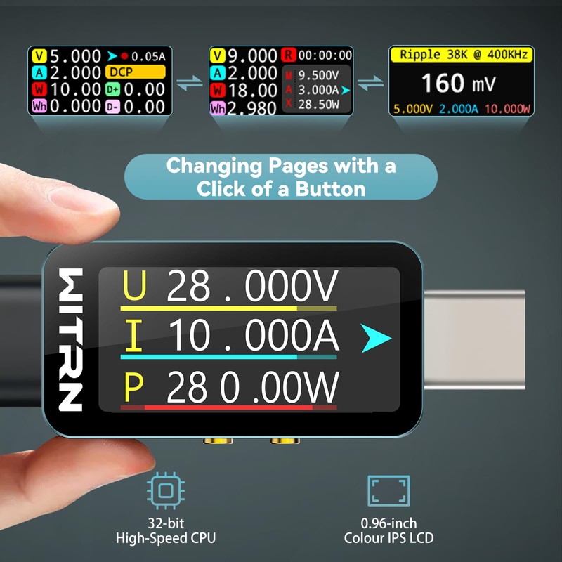 Heemol 2pcs 4-36V USB Tester Meter 10A Digital Current Meter