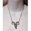 Goat Head Pendant Necklace Baphomet Aries Capricorn Silvertone Big Horn