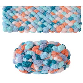 4 Balls Pomp-A-Doodle Yarn,100% Polyester Jelly Bean POM-POM Ball Yarn for Crochet Knitting Blanket Mat Pet Nest 600g (Sunny Love)