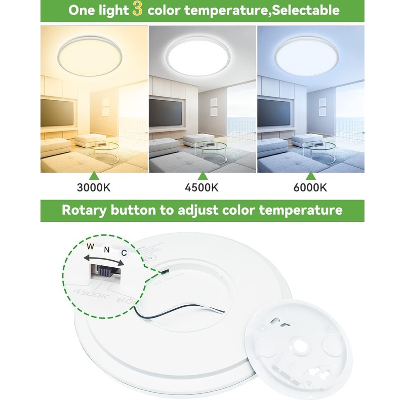 zemty 12 Inch White Flush Mount Ceiling Lights Super Slim