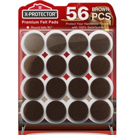 X-PROTECTOR Felt Furniture Pads - 56 PCS 3/4" - Felt Pads Floor Protectors - Chair Felt Pads - Felt Pads for Furniture Feet - Furniture Pads for Hardwood Floors - Protect Your Floors! (Brown, Round)