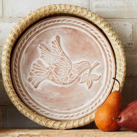 Better World Bio Bread Basket with Terracotta Warmer, Bread Basket, Bread Basket for Serving, Sized 11.5" w x 11.5" l x 3.5" h, Nature Inspired Peace Dove Design