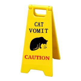 Cat Vomit Sign - Funny Cat Printed Caution Warning Sign,Novelty Desk Decoration Funny Cat Signs Decor, For Home, Classroom, Bathroom Decor, Vintage Cat Decor