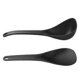 DOITOOL 2Pcs Rice Paddle Spoon Soup Spoon Non Stick Rice Scooper, Spatula, Paddle, Cooker Works for, Mashed Potato (Black)