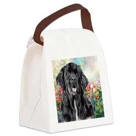 CafePress Newfoundland Painting Canvas Lunch Bag with Strap Handle