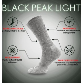 TODO BP Merino Wool Hiking Socks for Men, Women and Children, Trekking, Breathable, Anti-Blister, Made in the EU, blue