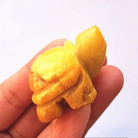 Manekieko Natural Yellow Jade Tortoise Crystals and Healing Stones, 35mm Carved Animal Collectible Sculpture Fengshui Healing Crystal